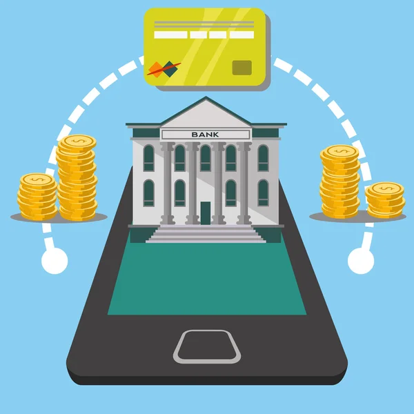 Services bancaires en ligne depuis le concept de vecteur de téléphonie mobile — Image vectorielle