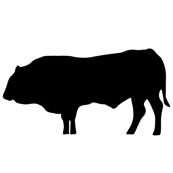 Vector black silhouette of the cow — Stock Vector