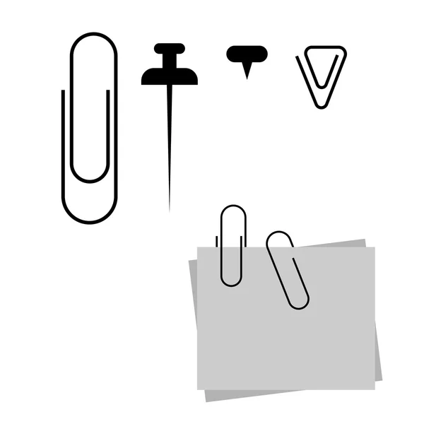 Papier Clip et Push Pin icône — Image vectorielle