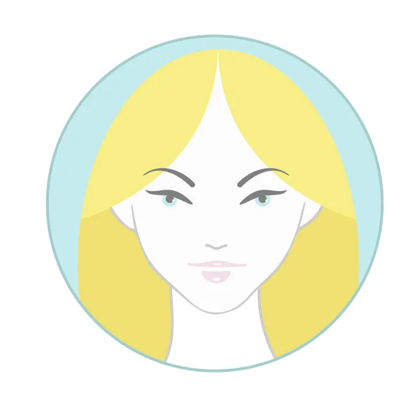 Ícone de rosto de mulher jovem — Vetor de Stock