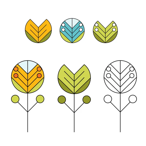 Icônes vectorielles de fleurs abstraites colorées — Image vectorielle