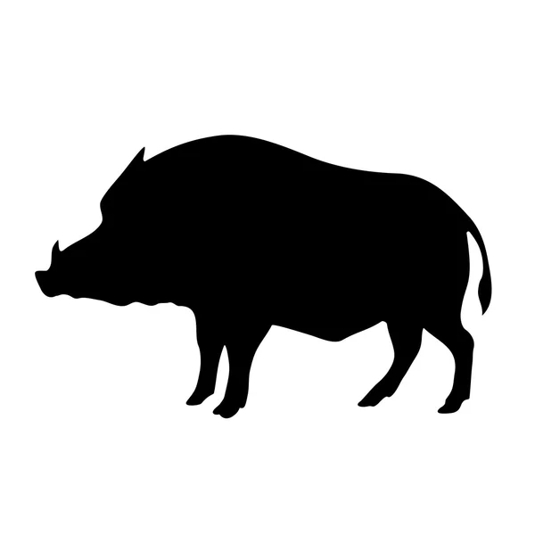 Vector black silhouette of the wild boar — Stock Vector