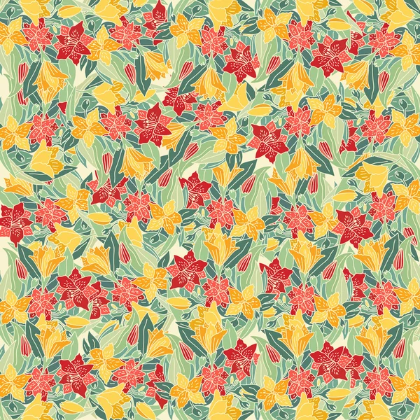 Floral hand-drawn pattern — Stock Vector