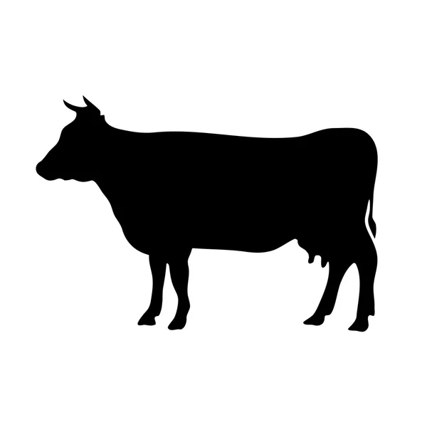 Vector black silhouette of the cow — Stock Vector