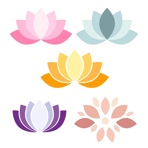 Kolorowe ikony wektor kwiat lotosu — Wektor stockowy