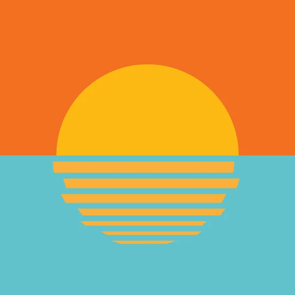 Ocean piękny zachód słońca ikona — Wektor stockowy