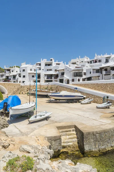 Storeroom boats of fishing village, Menorca, Spain — Stock Photo, Image