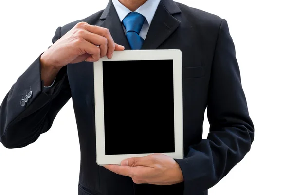 Empresario que usa tableta para presentación — Foto de Stock