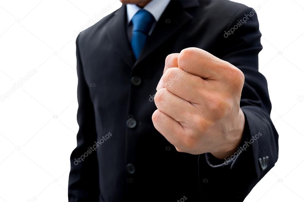 Businessman raising his fist of success