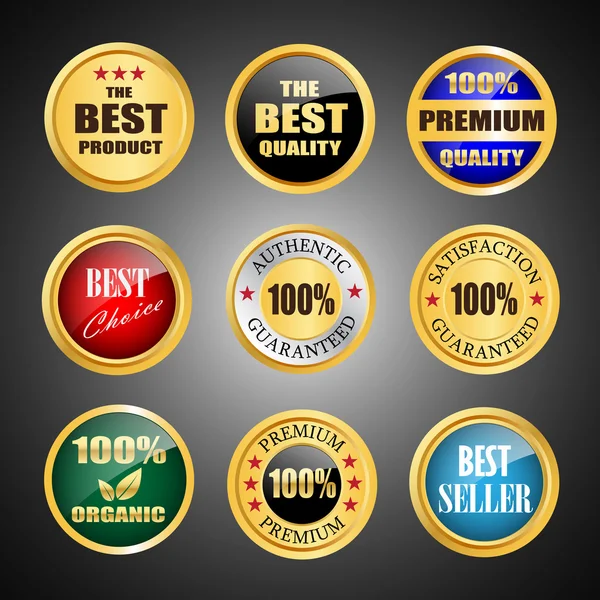 Golden top quality badges — Stock Vector