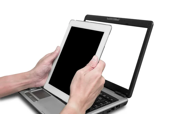 Isolated tablet pc and laptop — Stock Photo, Image