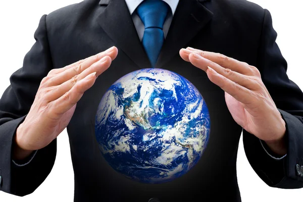 Businessman and the earth — Stock Photo, Image