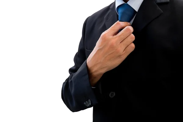 実業家は彼のネクタイを再配置します。 — ストック写真