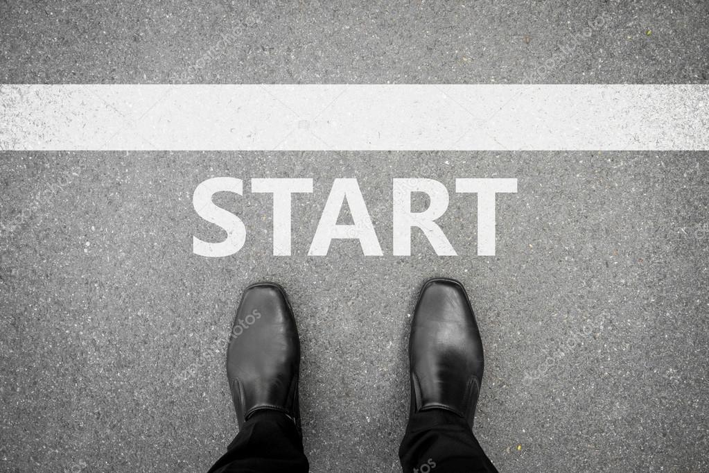 Black shoes standing at the start line — Stock Photo © mantinov 108653668
