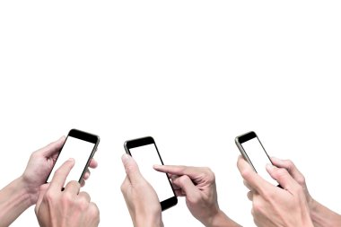 İzole el smartphone kullanarak
