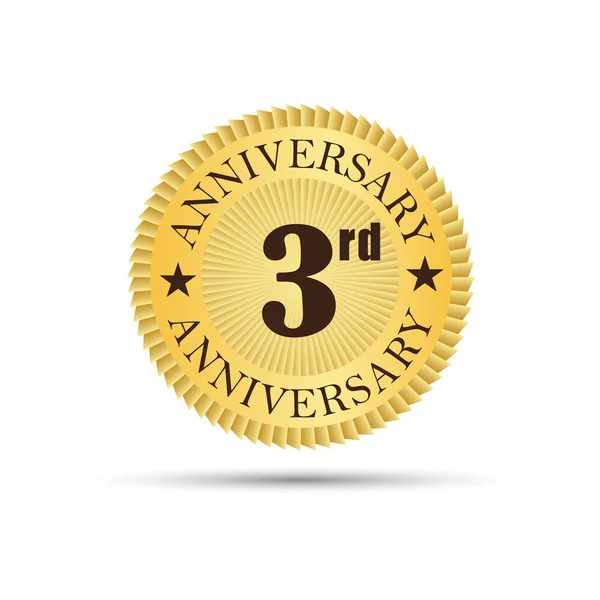 3 anos logotipo aniversário — Vetor de Stock