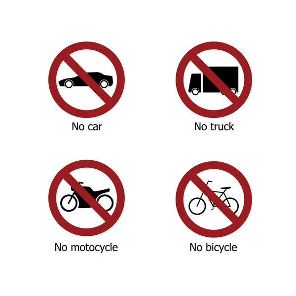 Set di vietare il trasporto segno icone — Vettoriale Stock