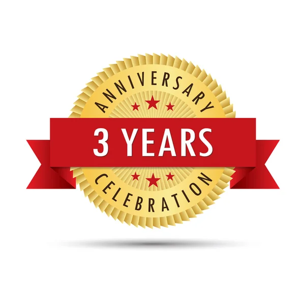 Tres años aniversario celebración icono logo — Archivo Imágenes Vectoriales