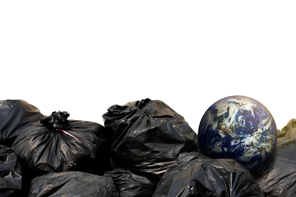 Worki na śmieci czarny i ziemi — Zdjęcie stockowe