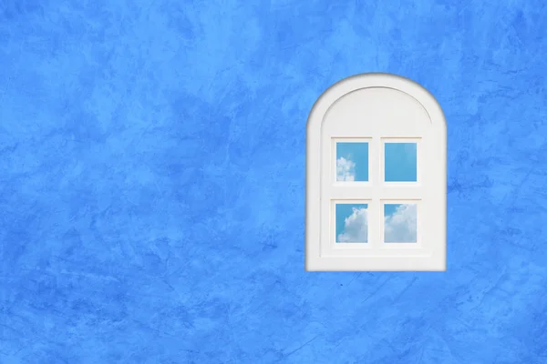 Fenêtre sur le mur bleu — Photo
