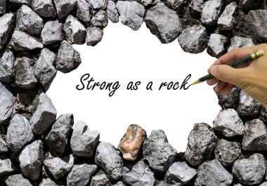 Srong as rock wrote on the stone wall clipart
