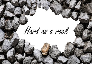 Hard as rock wrote on the stone wall clipart