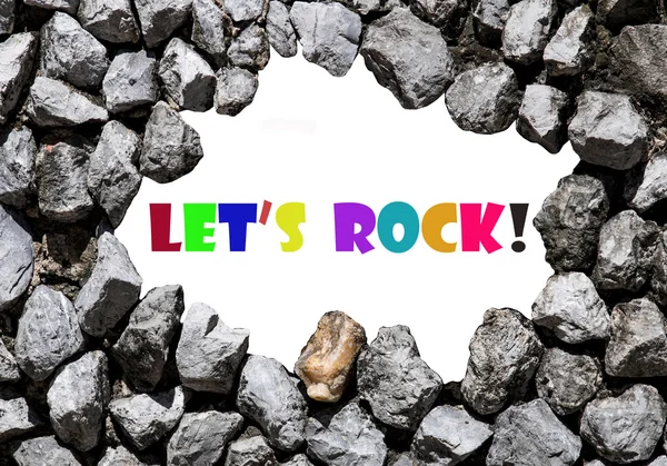 Vamos a la roca escribió en la pared de piedra — Foto de Stock