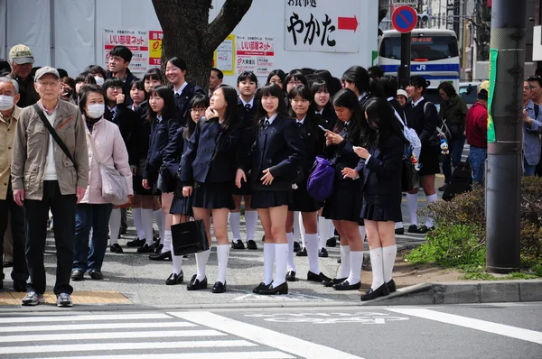 Japon öğrenci kavşak bekliyor