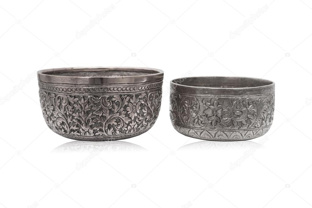 Old thai style silver bowls