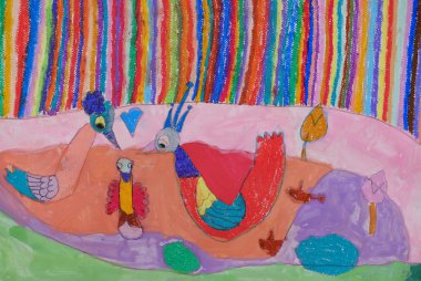 Çocuğun boyama - üç kuş