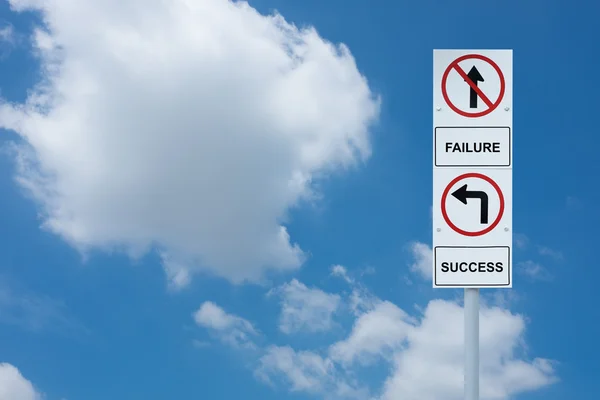 Il cartello indica la direzione verso il successo e il fallimento — Foto Stock