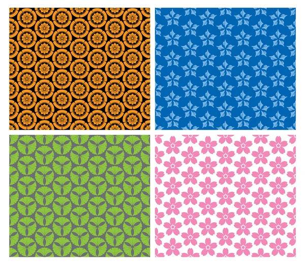 Čtyři barevné japonské vzory — Stockový vektor