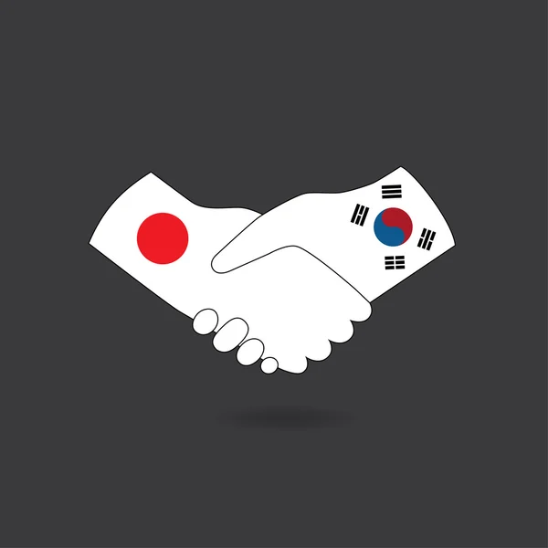 Jižní Korea handshake s Japonskem — Stockový vektor