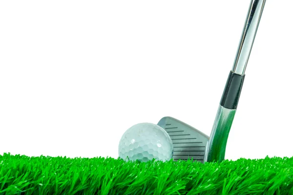 Golf ball and iron club — Stock Photo, Image