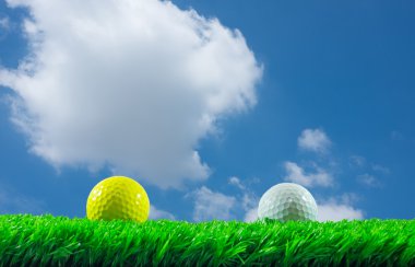 çimenlerin üzerinde golf topları