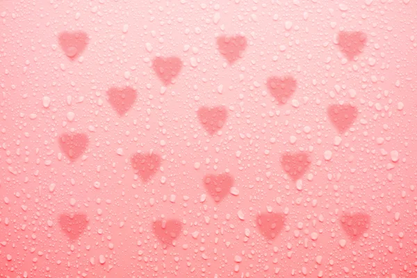 핑크 사랑 표면에 물방울 — 스톡 사진