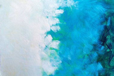 Kağıt yakın plan dokusu üzerinde akrilik fırça darbesi mavi ve beyaz soyut suluboya