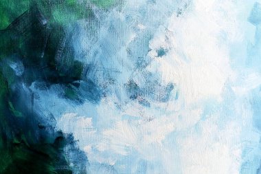 Kağıt yakın plan dokusu üzerinde akrilik fırça darbesi mavi ve beyaz soyut suluboya