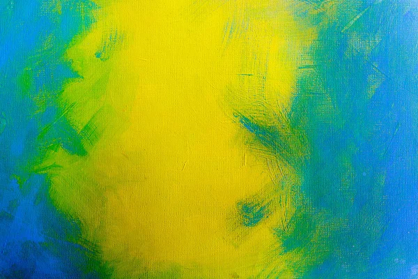 Acrylic Brush Stroke Blue Yellow Abstract Colorful Watercolor Paper Close — 스톡 사진