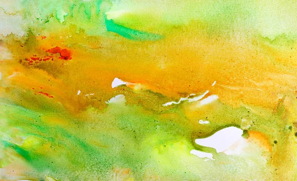 Amarillo Verde Abstracto Acuarela Colores Sobre Papel Primer Plano Textura — Foto de Stock