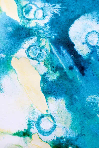 青い抽象色の水彩紙のクローズアップ背景のテクスチャ — ストック写真