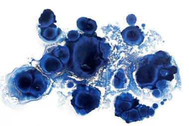 Mürekkep, boya, soyut. Yakın plan mavi soyut resim arkaplanı. Yüksek desenli yağlı boya..