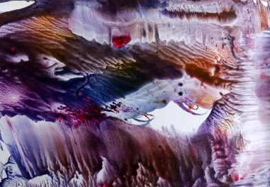 Kağıt yakın plan dokusu üzerinde mavi ve kırmızı soyut suluboya