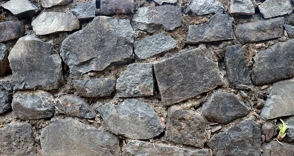 Parede Pedra Cinzenta Cerca Tijolos Quadrados Padrão Abstrato Mosaico Pedra — Fotografia de Stock