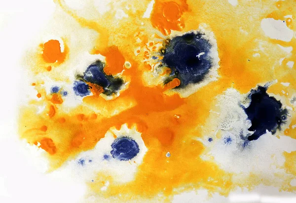 Tusz Olejny Farba Abstrakcja Zbliżenie Niebieski Żółty Abstrakcyjny Narysować Tło — Zdjęcie stockowe