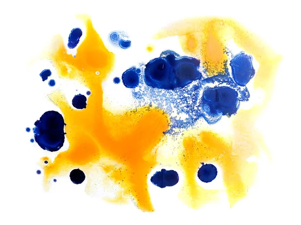 Giallo Blu Astratto Acquerello Colorato Carta Primo Piano Sfondo Texture — Foto Stock