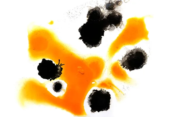 Tinta Óleo Pintura Abstracta Primer Plano Negro Amarillo Abstracto Mano — Foto de Stock