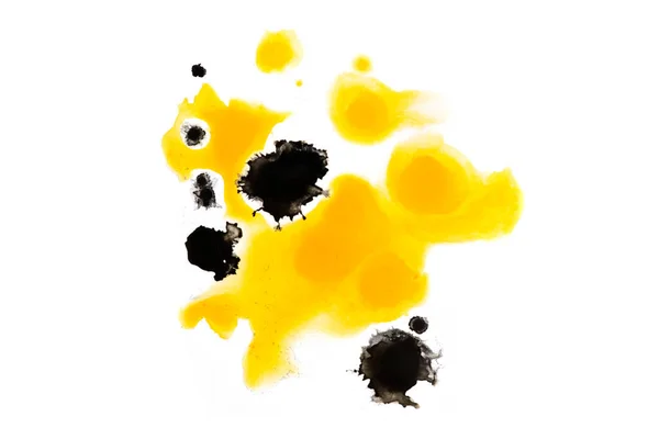 Giallo Nero Astratto Inchiostro Olio Colorato Carta Primo Piano Sfondo — Foto Stock