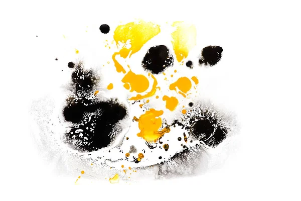 Astratto Giallo Nero Colorato Olio Inchiostro Sfondo Carta Primo Piano — Foto Stock