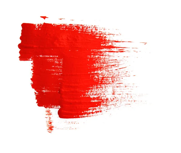 Červená Olej Štětec Tahy Izolované Bílém Pozadí Ručně Kreslené Akrylové — Stock fotografie